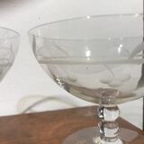 5 champagne glasses engraved in crystal