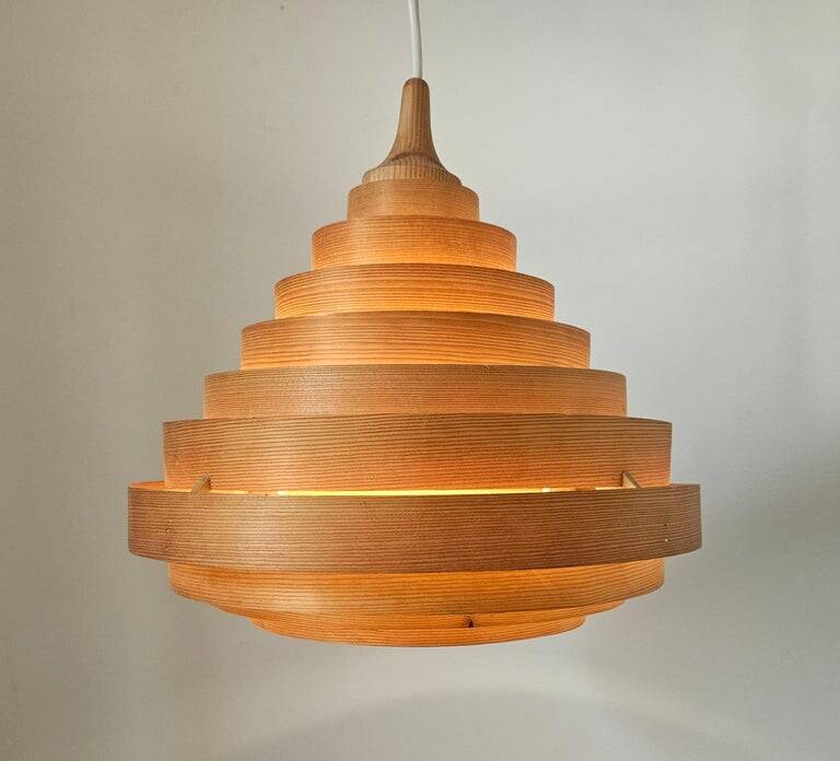 Midcentury Veneer Pendant in style of Hans-Agne Jakobsson, Denmark, 1970s