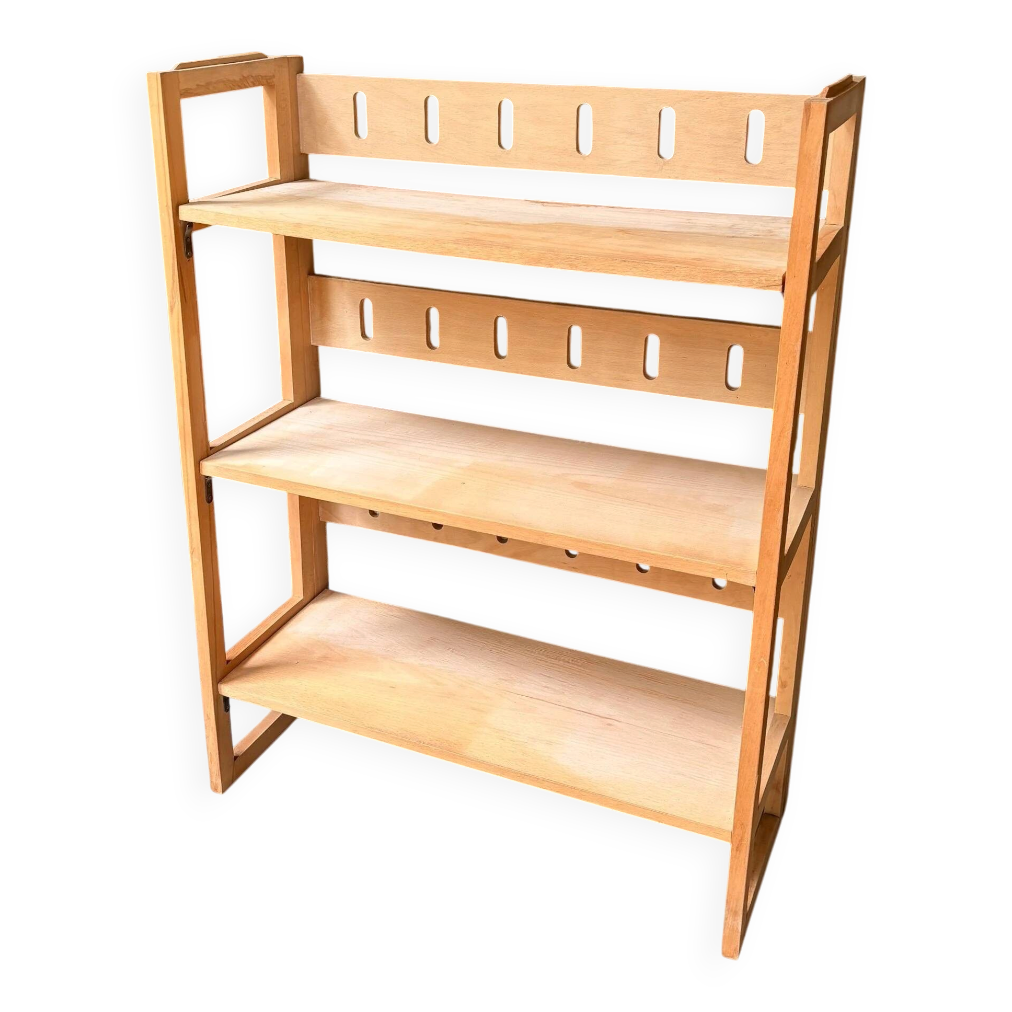 Folding bookshop shelf in light wood