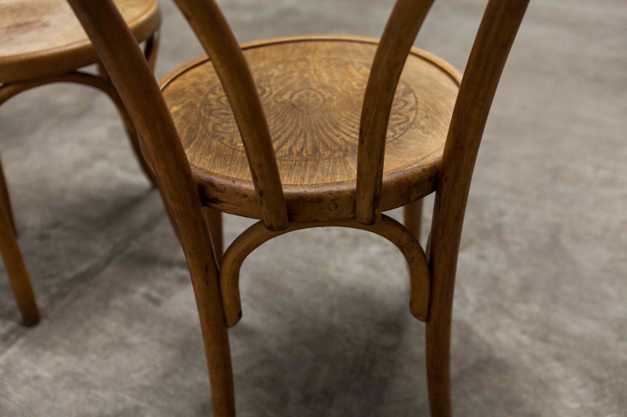 Pair of bistro chairs Fischel 1930 curved wood