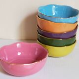 Six vintage multicolored ceramic bowls-cups