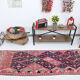3x9 navy blue & pink turkish runner rug 79x272cm