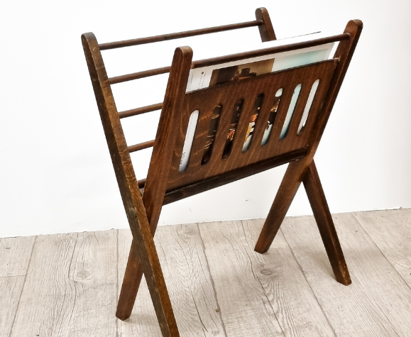 Vintage wooden magazine rack