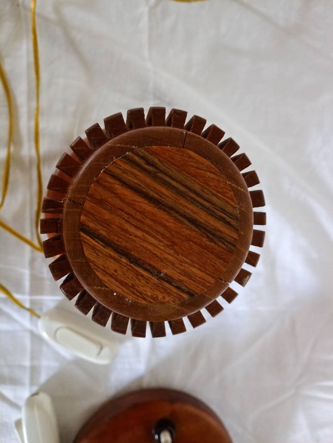 Pair of wooden bedside lamps