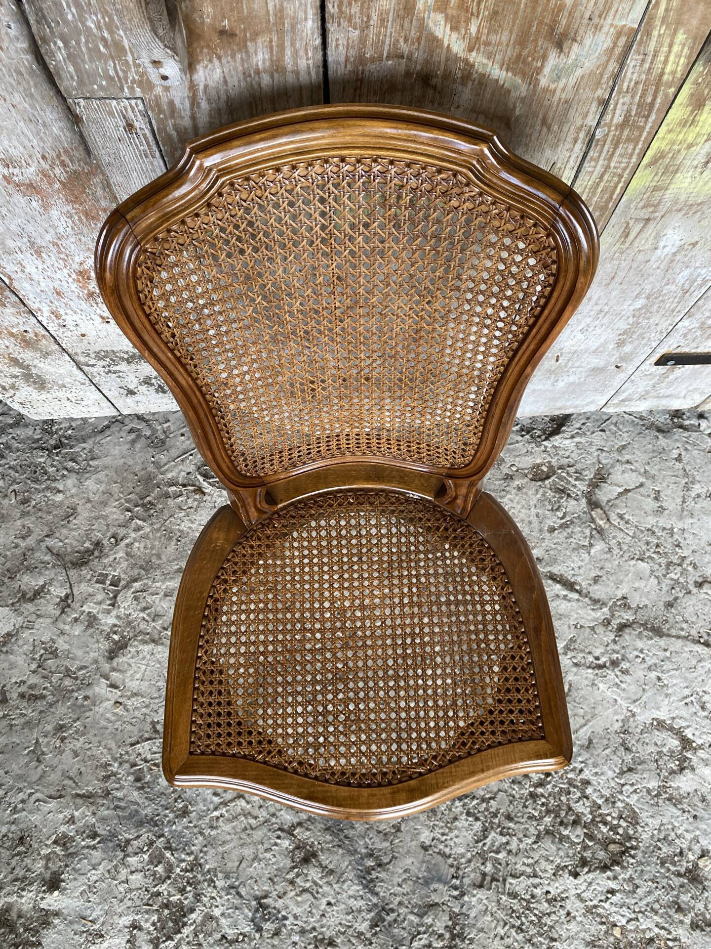 Antique chair louis xv style cherry wood + vintage caned seat