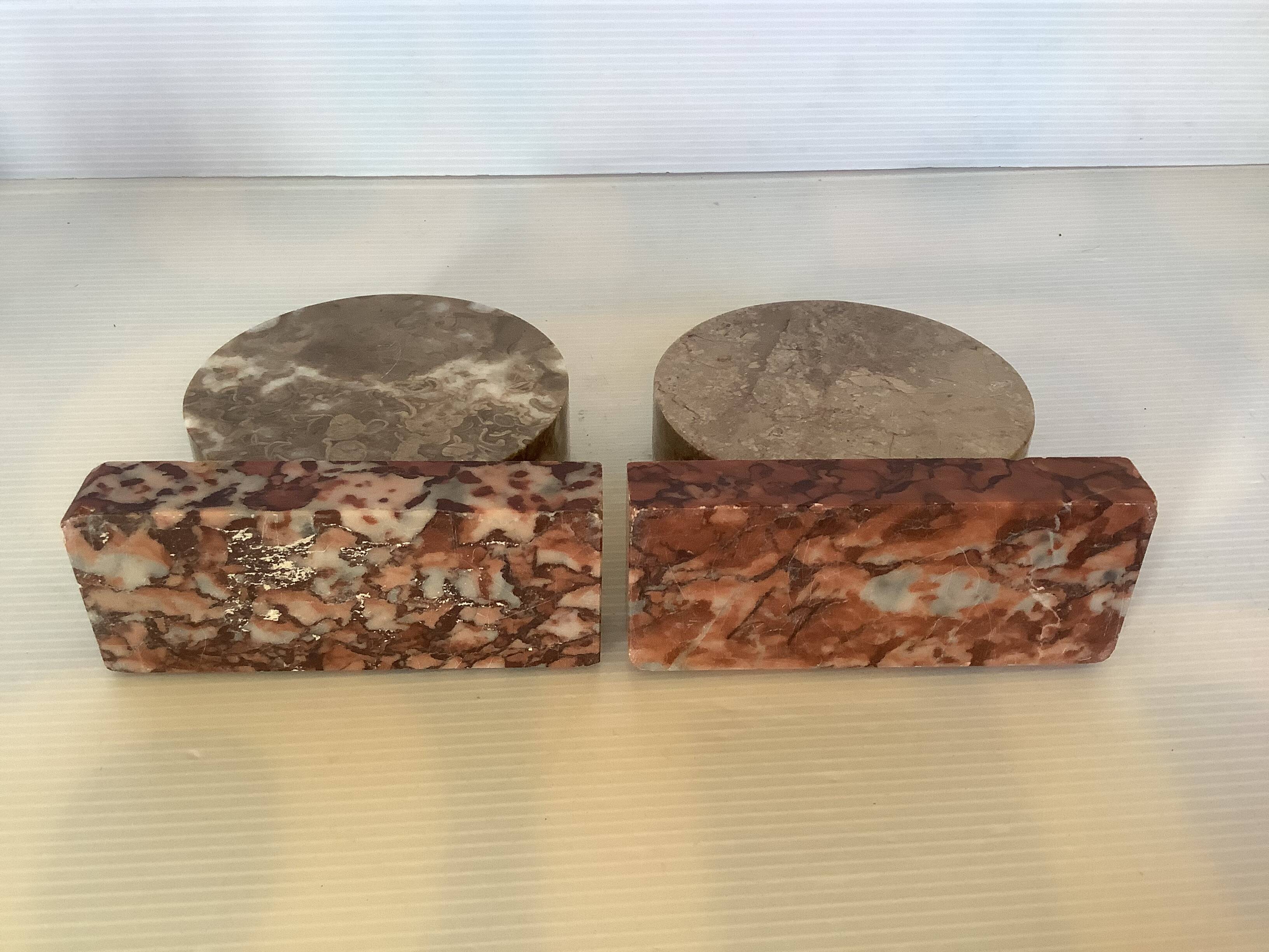 Pair of art deco marble bookends