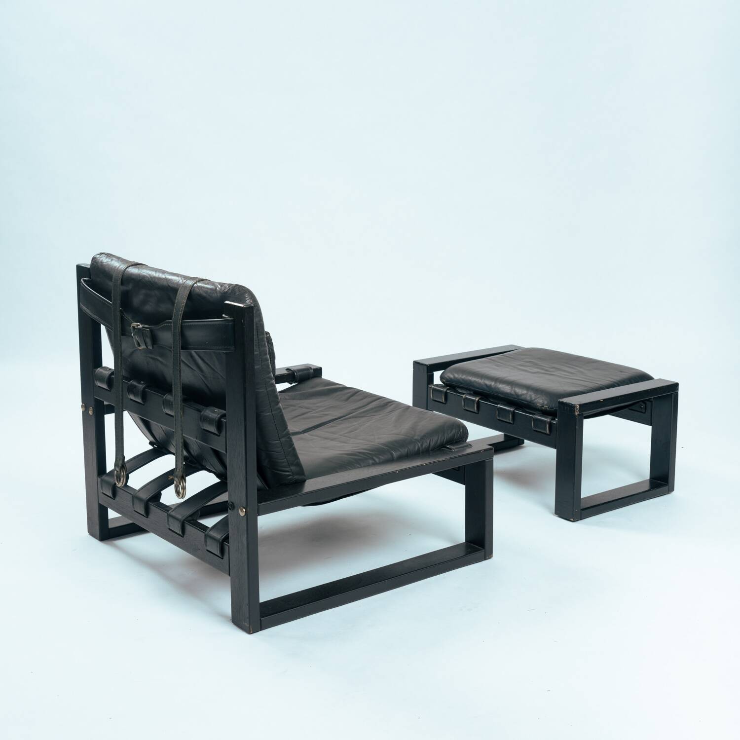 Chaises longues brutalistes avec repos-pieds de Sonja Wasseur, années 1970