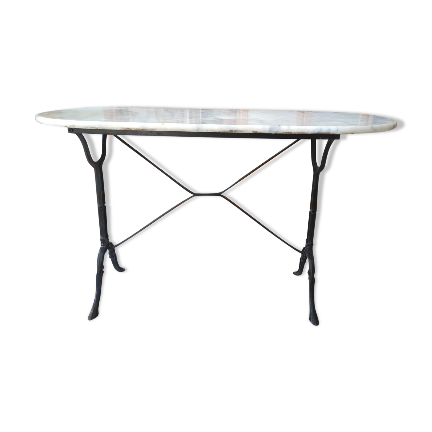 Table vintage de style bistrot en marbre clair Selency