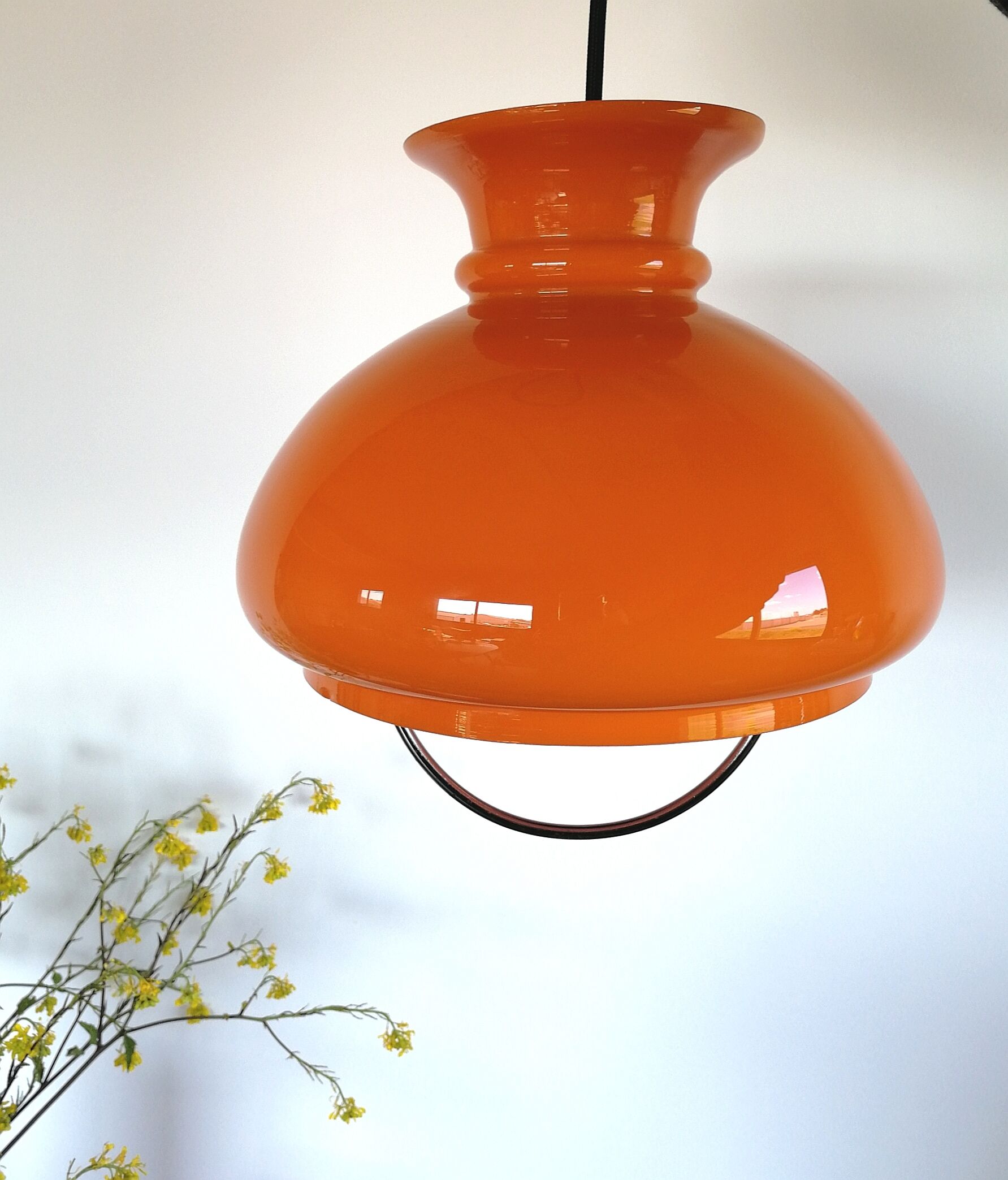 Vintage hanging "Orange" opaline suspension
