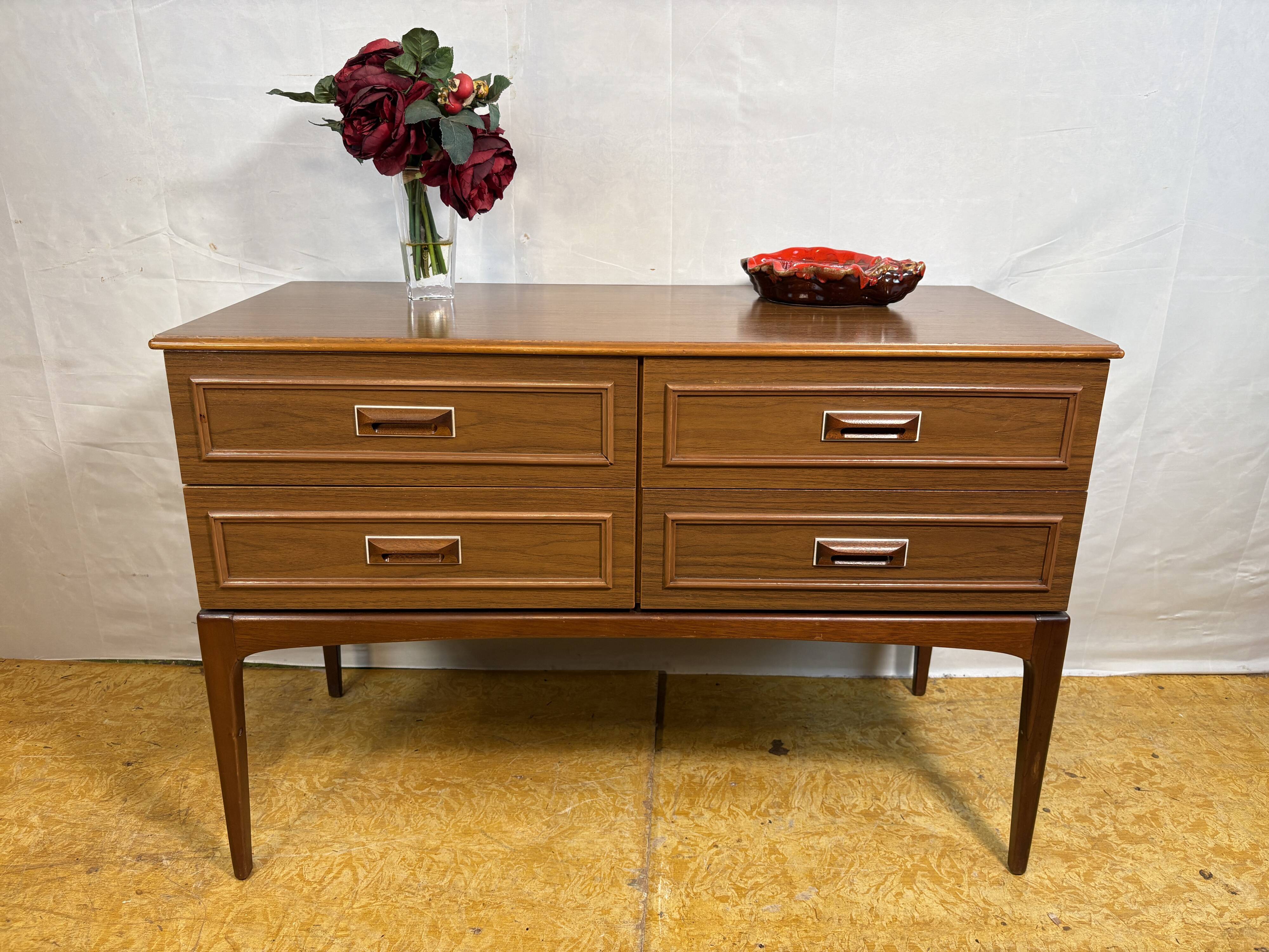 Mid-Century Retro Vintage Sideboard by Europa Furniture 1960  Four Drawers