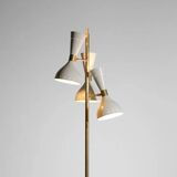 Lampadaire en laiton de style italien du milieu du siècle avec base et abat-jour en forme de cône - MCM fait à la main