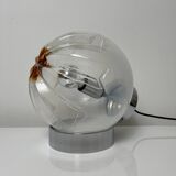Lamp in chromed metal and blown Murano glass attributed to Mazzega Italy 197