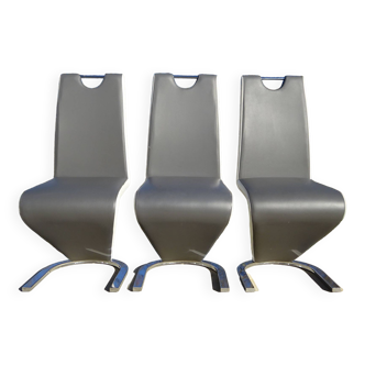 3 chairs with chrome base