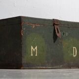 Coffre en bois vert ancien (vers 1910) # 4