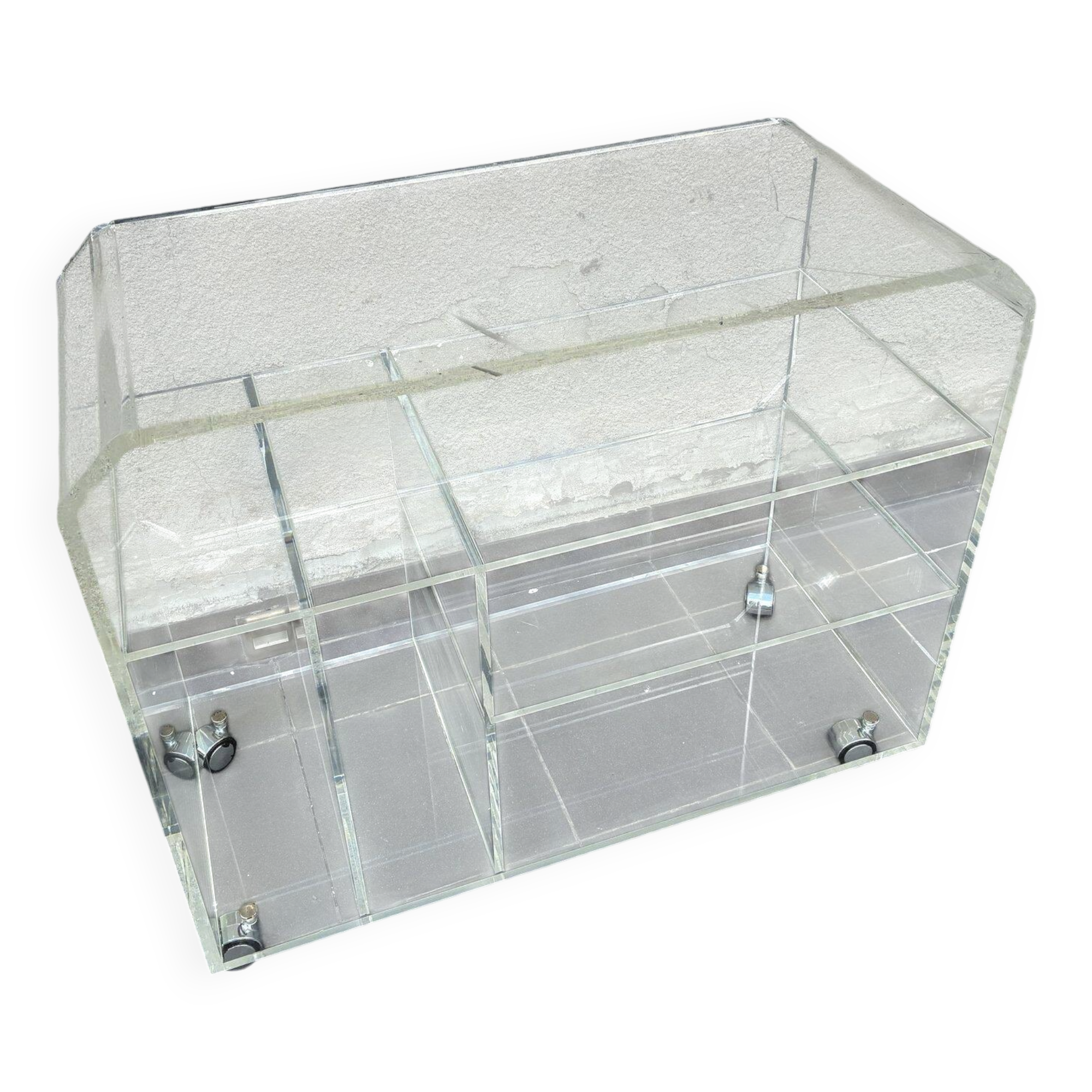 Chariot en lucite épais sur roulettes, années 1970