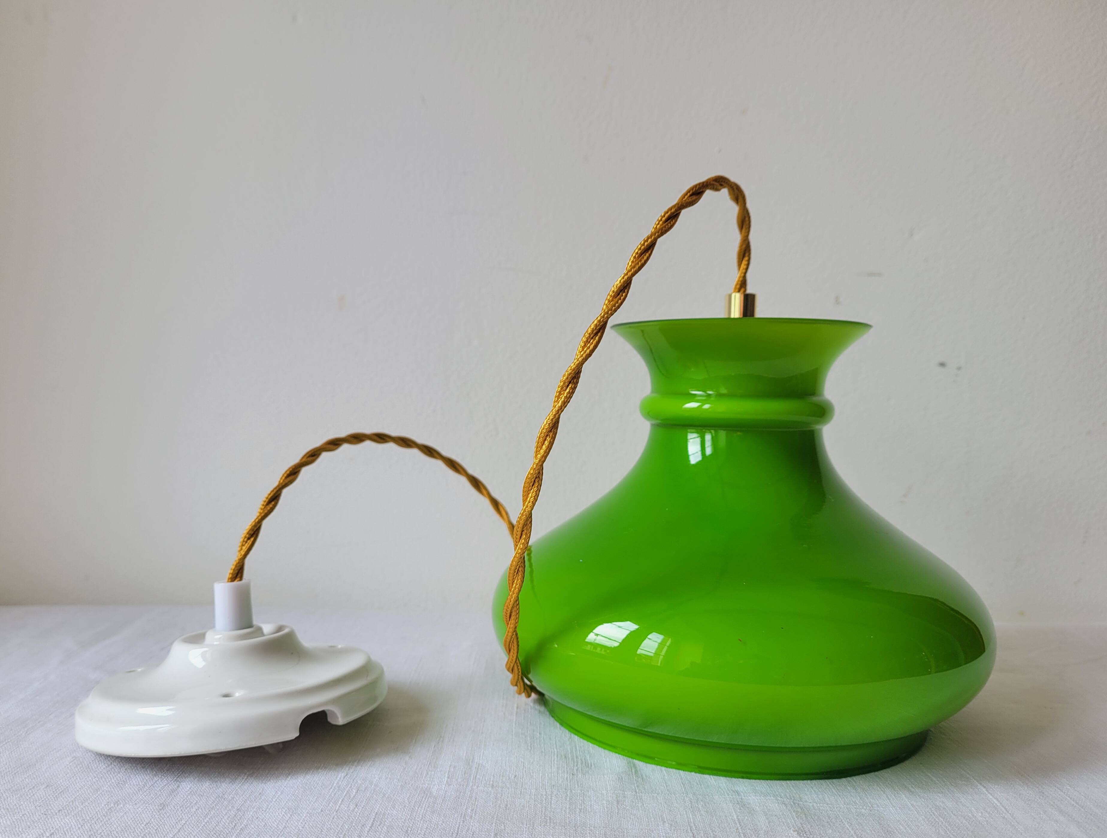 Green opaline pendant light