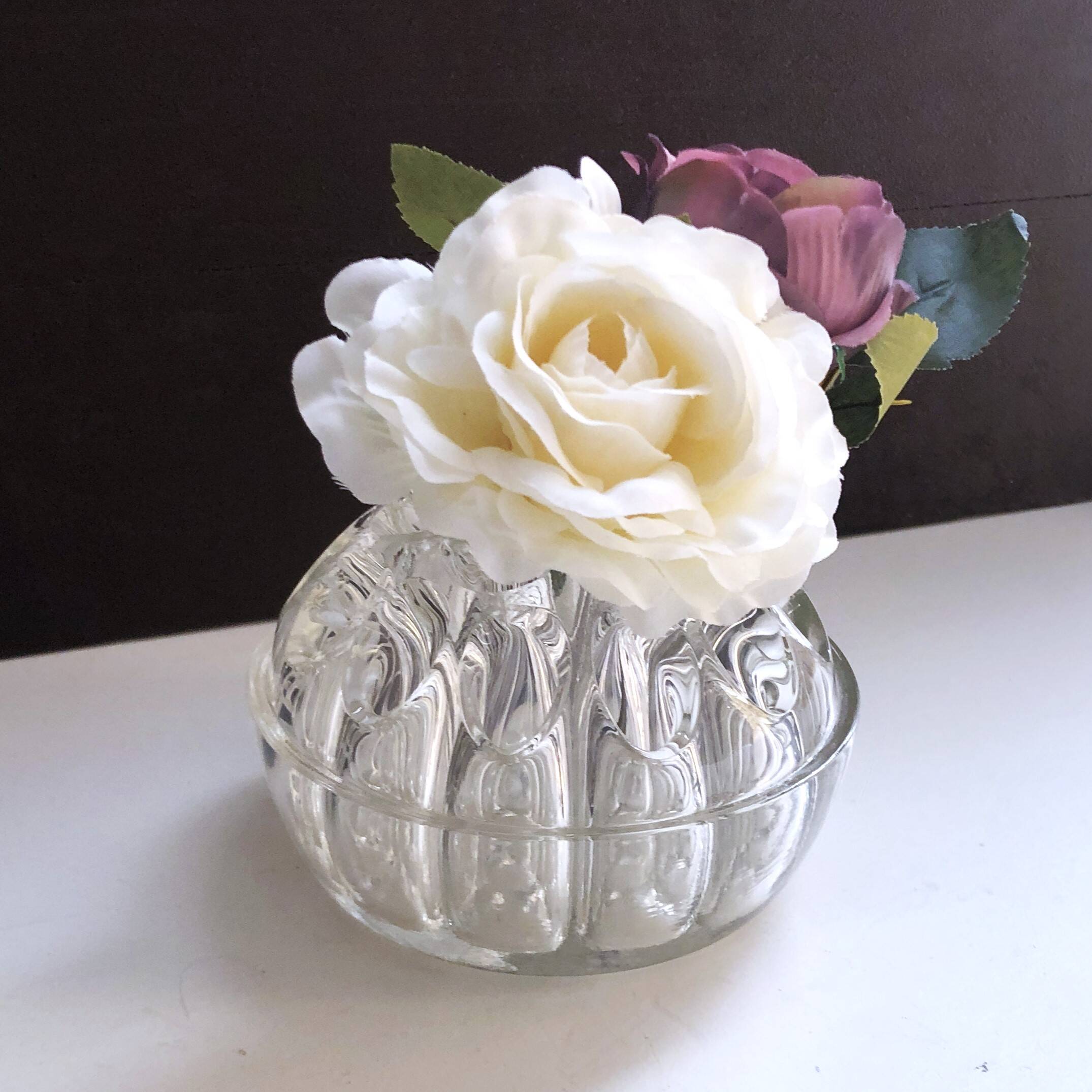 Vase pique-fleurs boule verre épais style art Déco