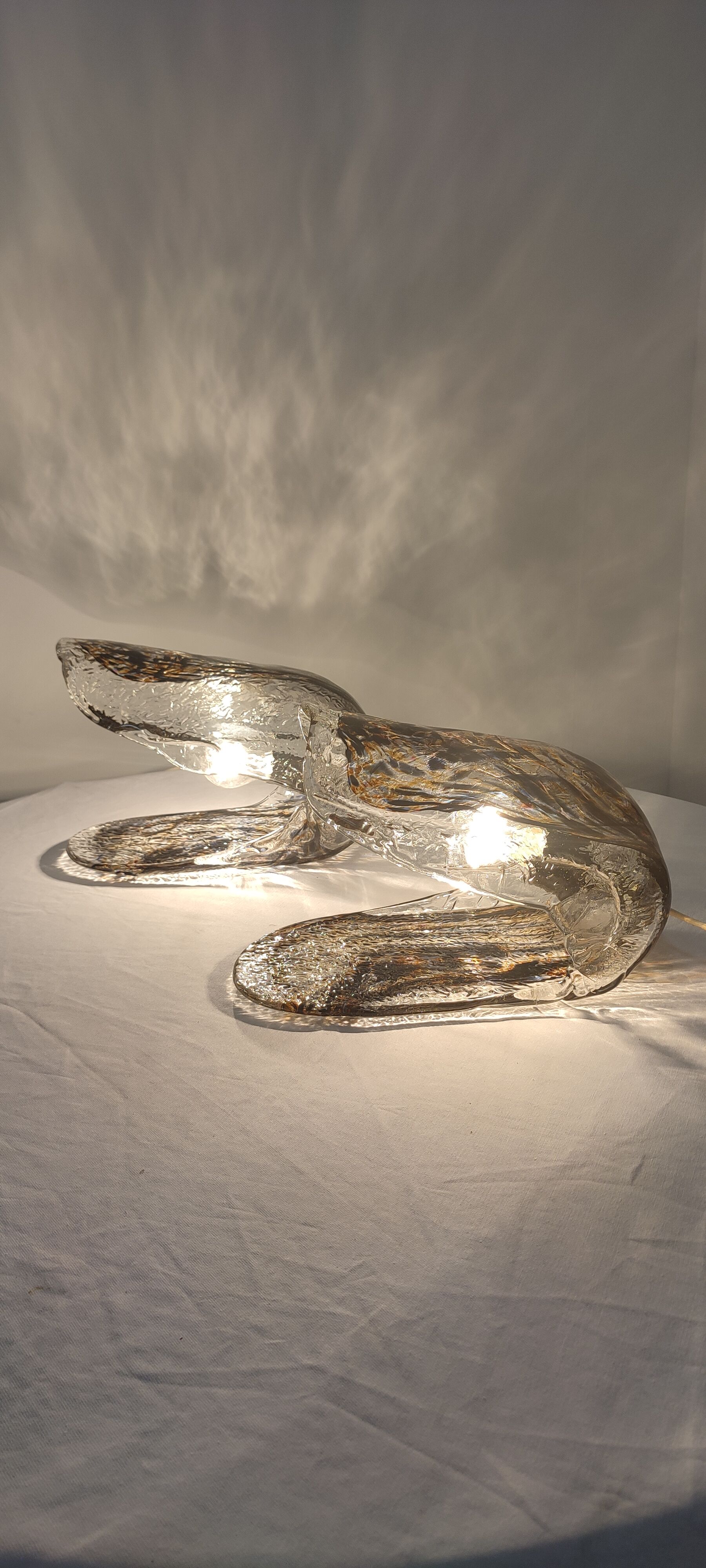 Murano glass "oyster" table lamps. Italy, 1960s.