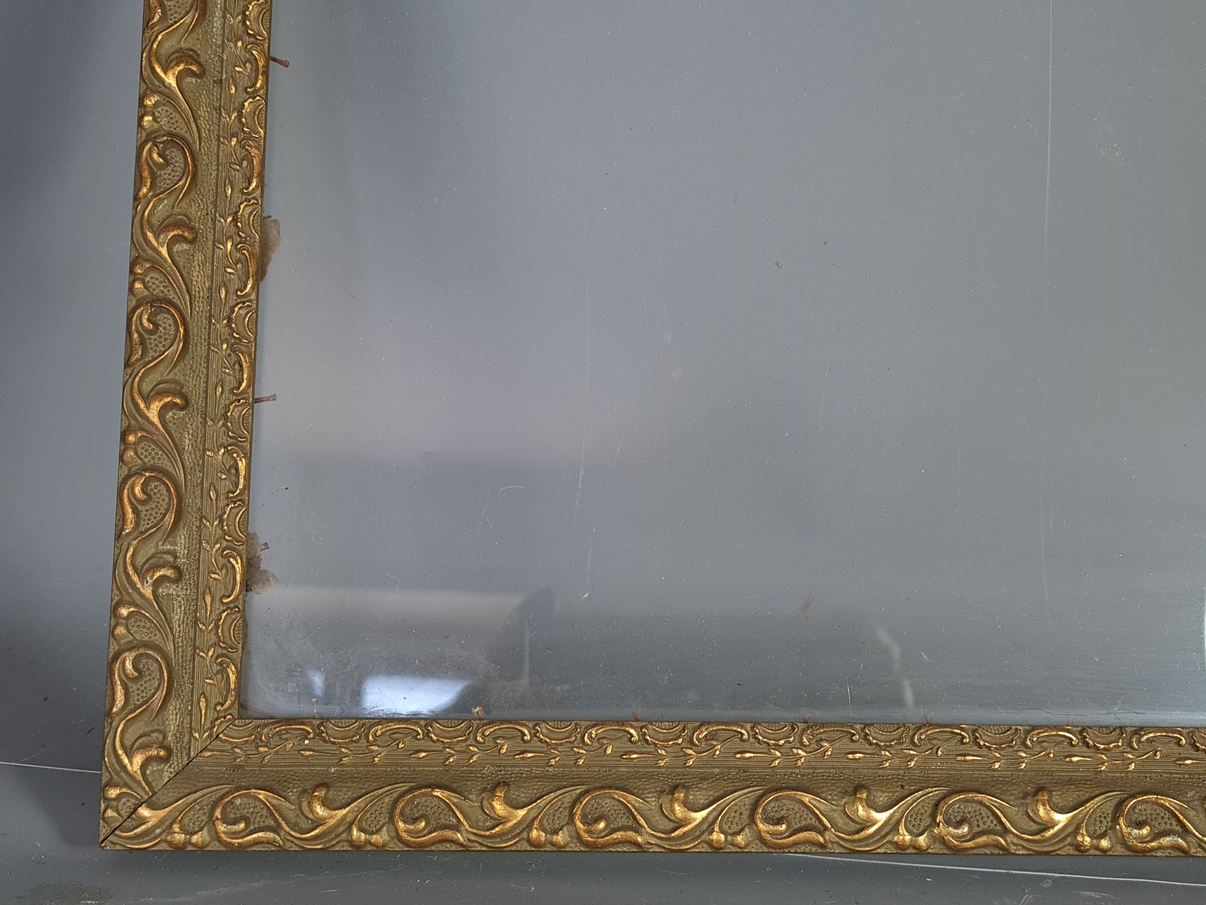 Old frame gilded stucco wood glass 46.5x35.5 cm, hardwood 41.7x32.7 cm SB