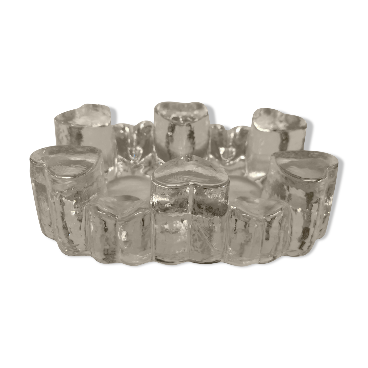 Candlestick in hard pressed glass with space for two candles