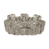 Candlestick in hard pressed glass with space for two candles