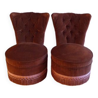 Pair of velvet toad armchairs