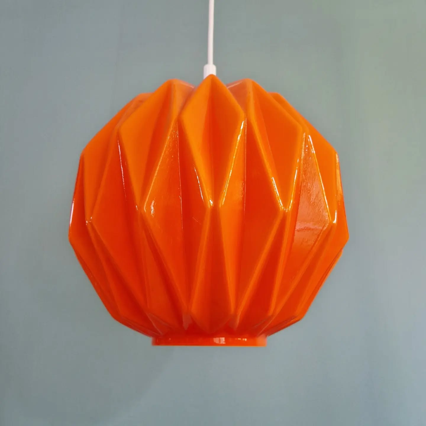 Vintage suspension in orange opaline, 1970