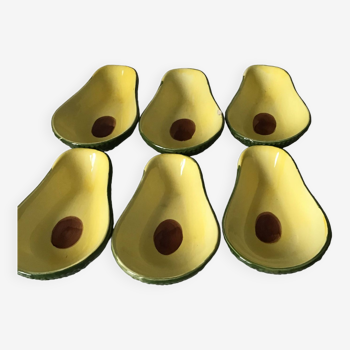 6 ceramic avocado-shaped ramekins