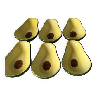 6 ceramic avocado-shaped ramekins