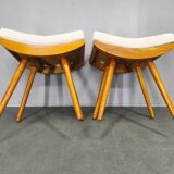 Pair of Mid-Century Maple Wood Stools, 1960, Czechoslovakia