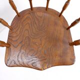 Elm armchair with curved back