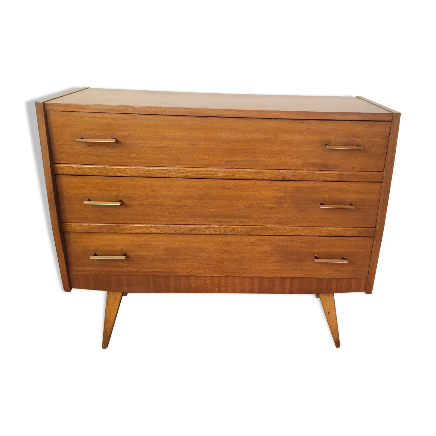 Vintage wooden chest of drawers compass feet