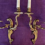 Paire appliques bronze doré, 1950