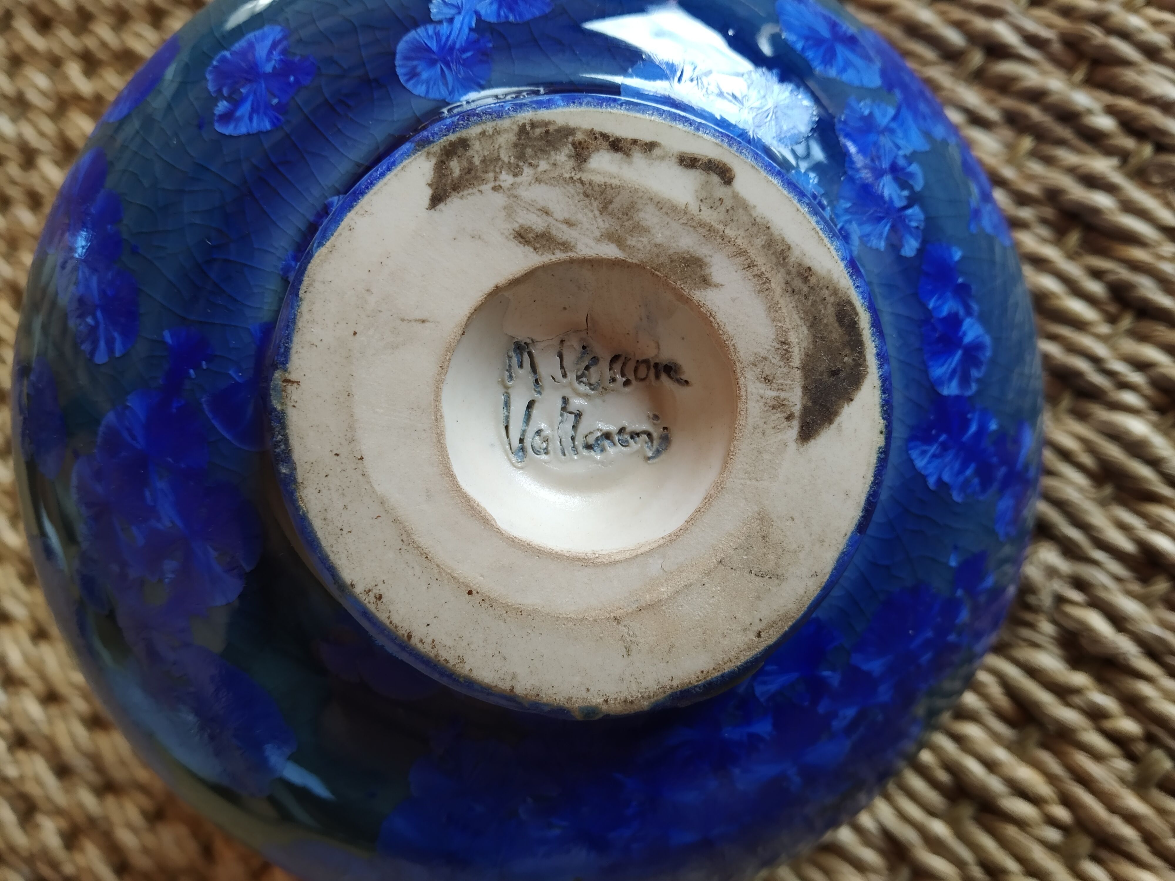 Marius Bessone vase signed enamelling with nucleations