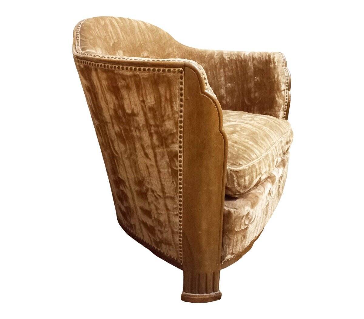 Set of 2 Art Deco armchairs and 2 low chairs in mahogany 1930