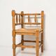 Provincial French corner chair, handmade in wood and straw, 1940s.