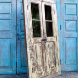 A Gorgeous Pair of Large Yellow Antique Shutter Doors