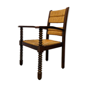 fauteuil paille et bois
