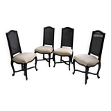 Set of 4 black lacquer chairs