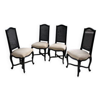 Set of 4 black lacquer chairs