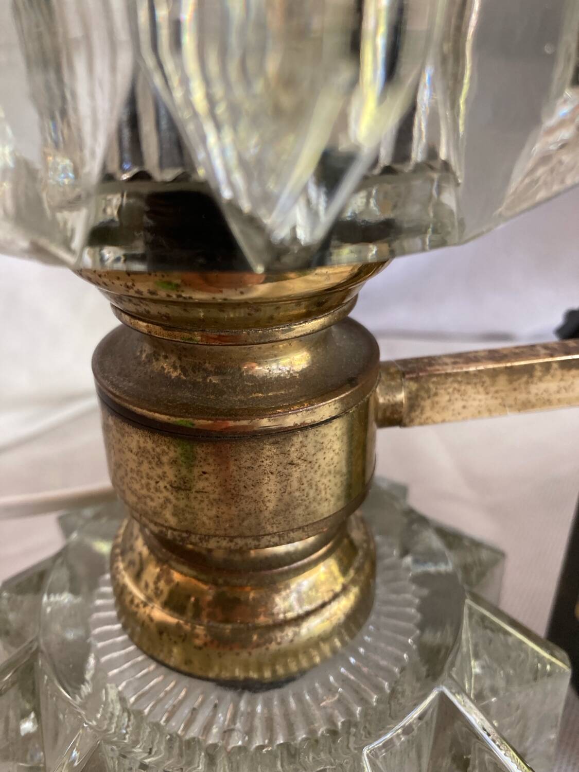 Pair of 1930s wall lights, Italian work, Murano glass and brass