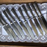 Series of 10 ercuis silver metal table knives