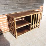 Old large hi-fi / vinyl cabinet in rattan