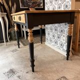 Vintage solid wood desk Basile with 2 drawers