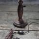 Wood lamp, wooden and vintage copper lamp base, table lamp.