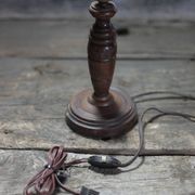 Wood lamp, wooden and vintage copper lamp base, table lamp.