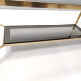 Rectangular Brass Coffee Table with Mirrored Glass Edges, Italy