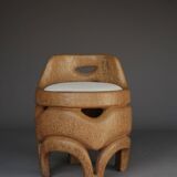 Organic Sculptural hand-crafted palm wood Side Chair, 1970s