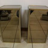 Pair of glass and nickel-plated brass tables from the 1950s