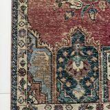 Tapis Oriental en laine nouée à la main, tons rouges et bleus, motif médaillon Vintage, à poils bas, 160x254 Cm